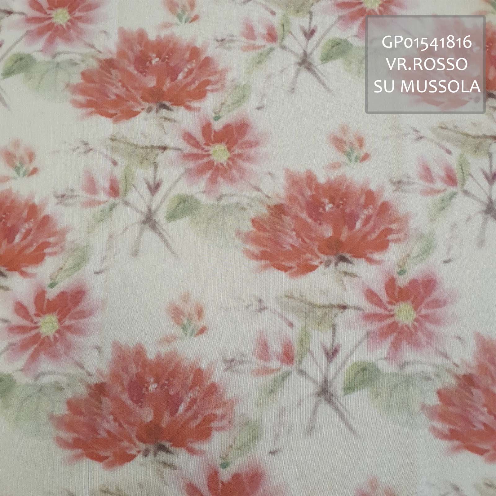 fabric print with digital pigment colourant, flowers style on muslin textile<br /> 100% Made in Italy fabric. Style classic with flowers decorations.

 Treatments: soft standard. Type of workings: muslin. 