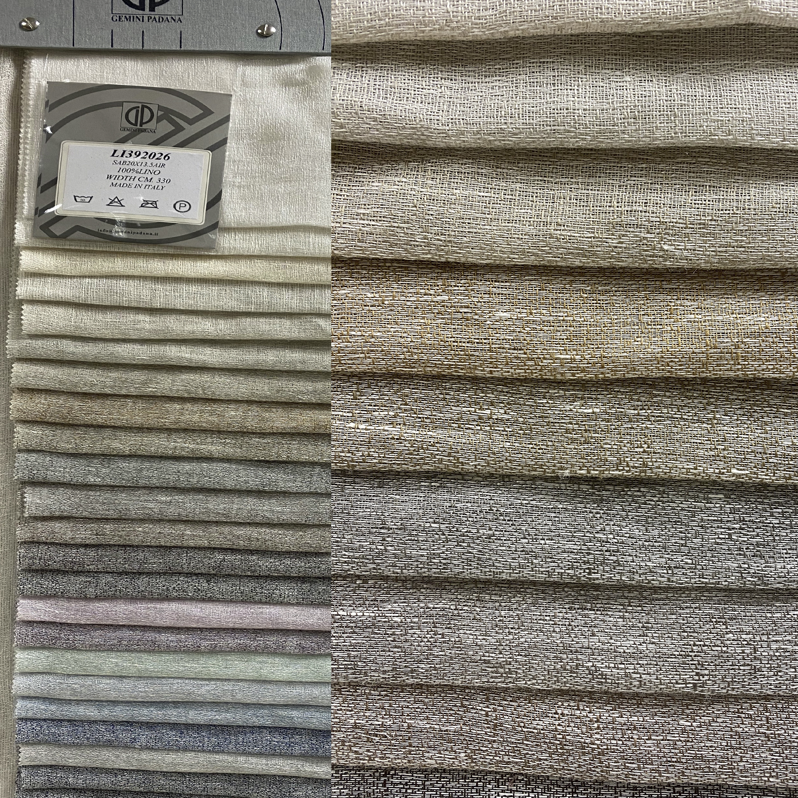100% linen plain color curtain fabric with soft hand and sablé effect weave<br /> 100% Made in Italy fabric. Style classic and trendy with plain and jacquard structures decorations.

 Treatments: soft hand and standard. Type of workings: standard. 