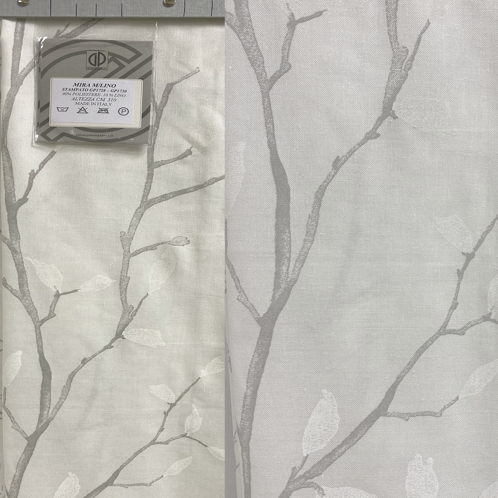 Semi-filtering curtain fabric, printed branch design in full-height<br /> 100% Made in Italy fabric. Style modern and trendy with flowers decorations.

 Treatments: standard. Type of workings: pigment print. 