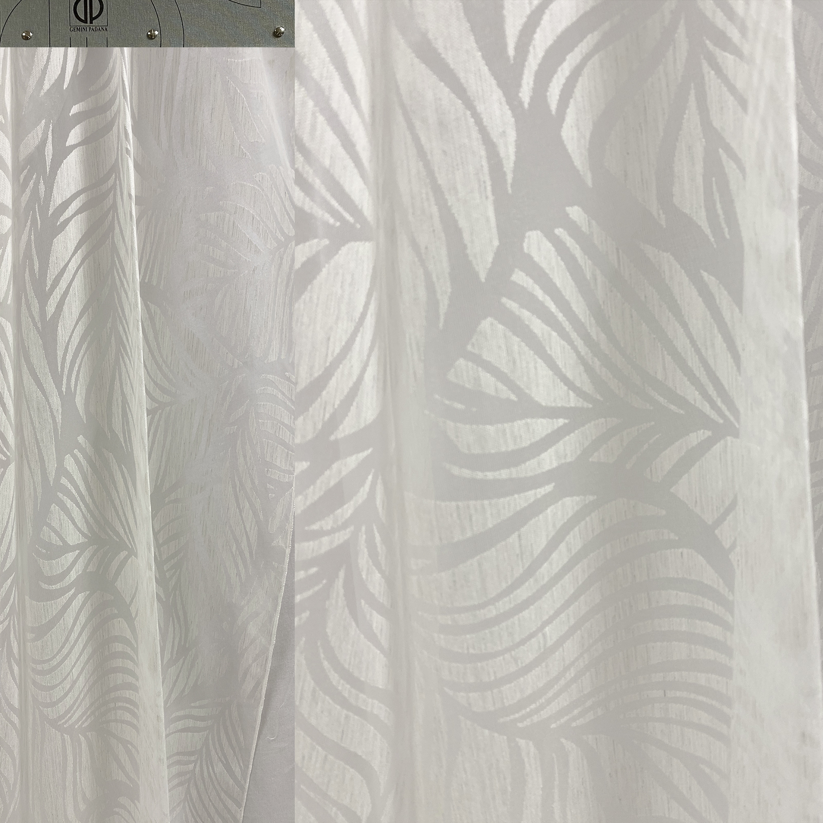Filtering curtain fabric, floral printed design with devoré technique<br /> 100% Made in Italy fabric. Style modern and trendy with flowers decorations.

 Treatments: standard. Type of workings: Devore. 