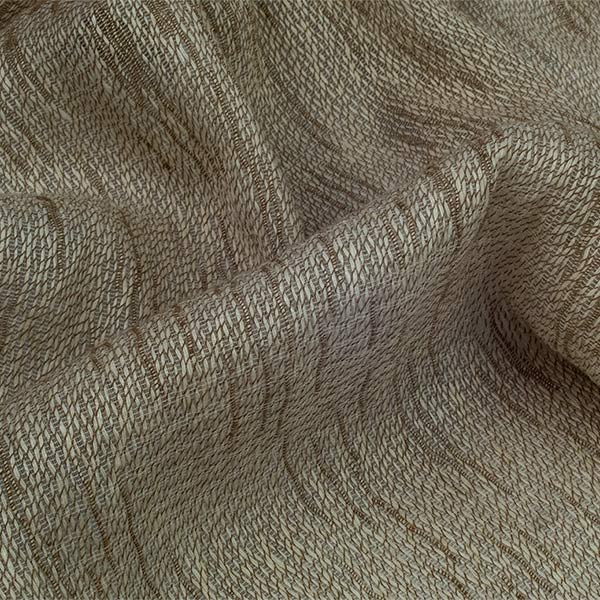 Leno jacquard  net weaving   linen blend with fantasy weft spiral yarn.<br /> 100% Made in Italy fabric. Style modern and trendy with fancy, plain, jacquard structures, small drawings and stripes decorations.

 Treatments: soft hand. Type of workings: jacquard and Leno. 