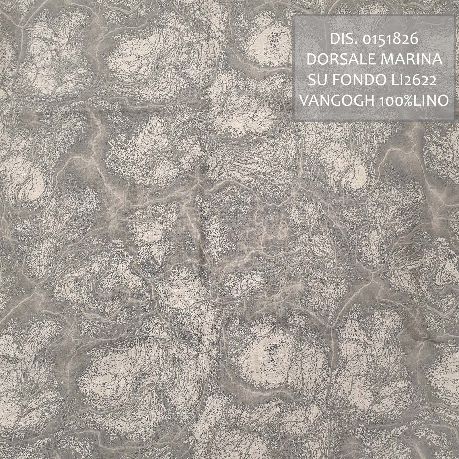 Tessuto stampato con coloranti a pigmenti, stile Naturale dorsale marina su tessuto in lino 100% li2622 vangogh<br /> Tessuto 100% Made in Italy. Stile moderno con decori fantasia. Trattamenti: antibatterico e morbido standard. Tipo lavorazioni: stampa digitale. 