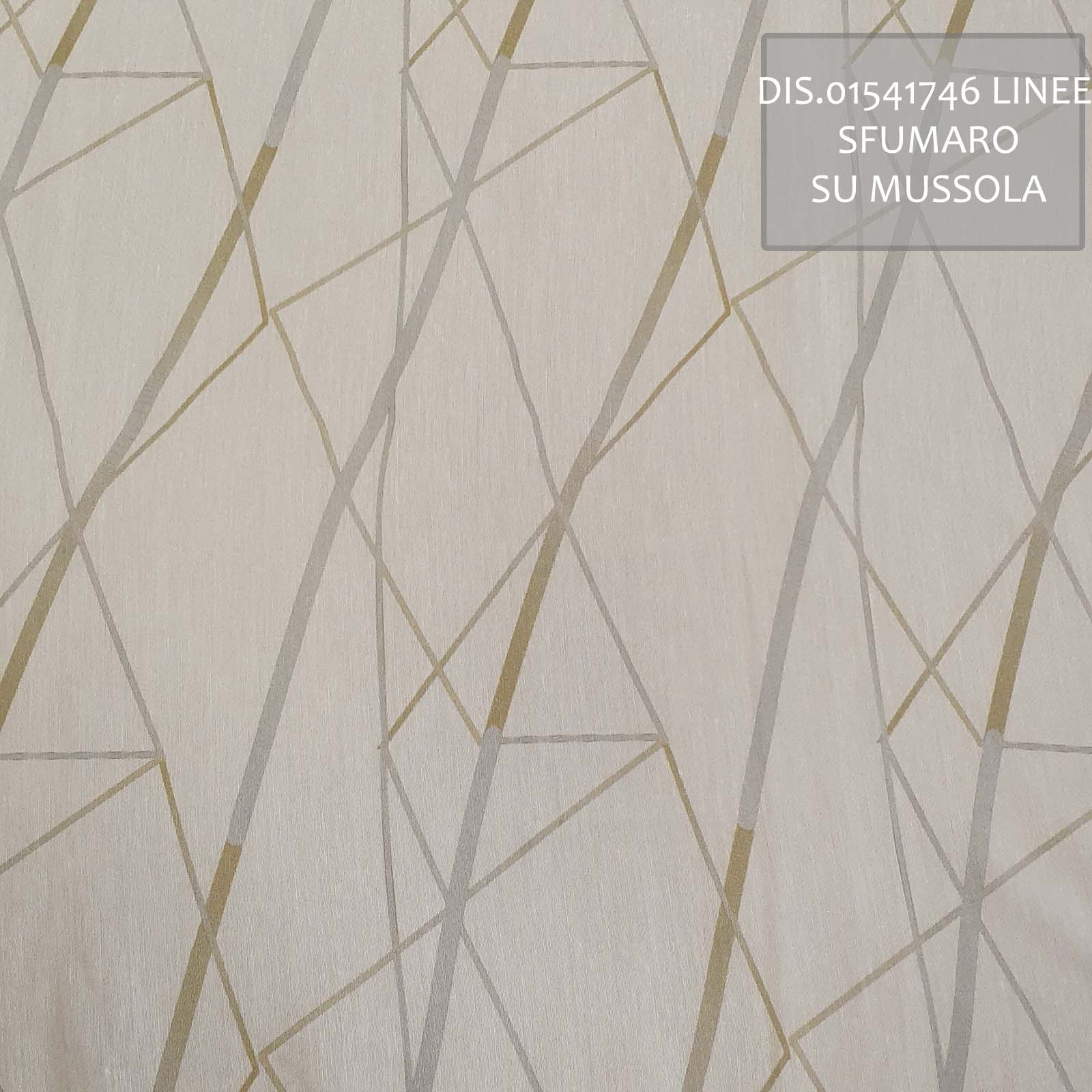 Tessuto stampato con coloranti a pigmenti, stile geometrico astratto su tessuto mussola<br /> Tessuto 100% Made in Italy. Stile moderno con decori fantasia. Trattamenti: morbido standard. Tipo lavorazioni: mussola. 