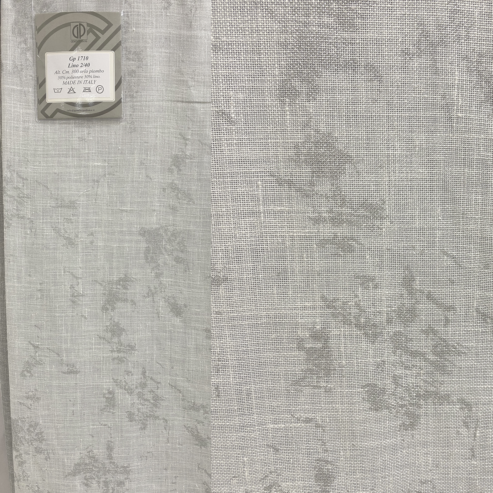 Tessuto per tendaggi semi-coprente, con disegno stampato con glitter per effetto nuvola<br /> Tessuto 100% Made in Italy. Stile di tendenza e moderno con decori fantasia. Trattamenti: standard. Tipo lavorazioni: stampa a pigmento. 